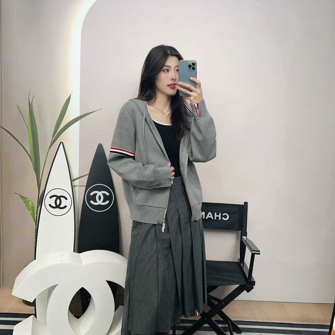 95新 THOMBROWNE 麦殿/纯棉帽衫3码灰色/250209ZYTYY87