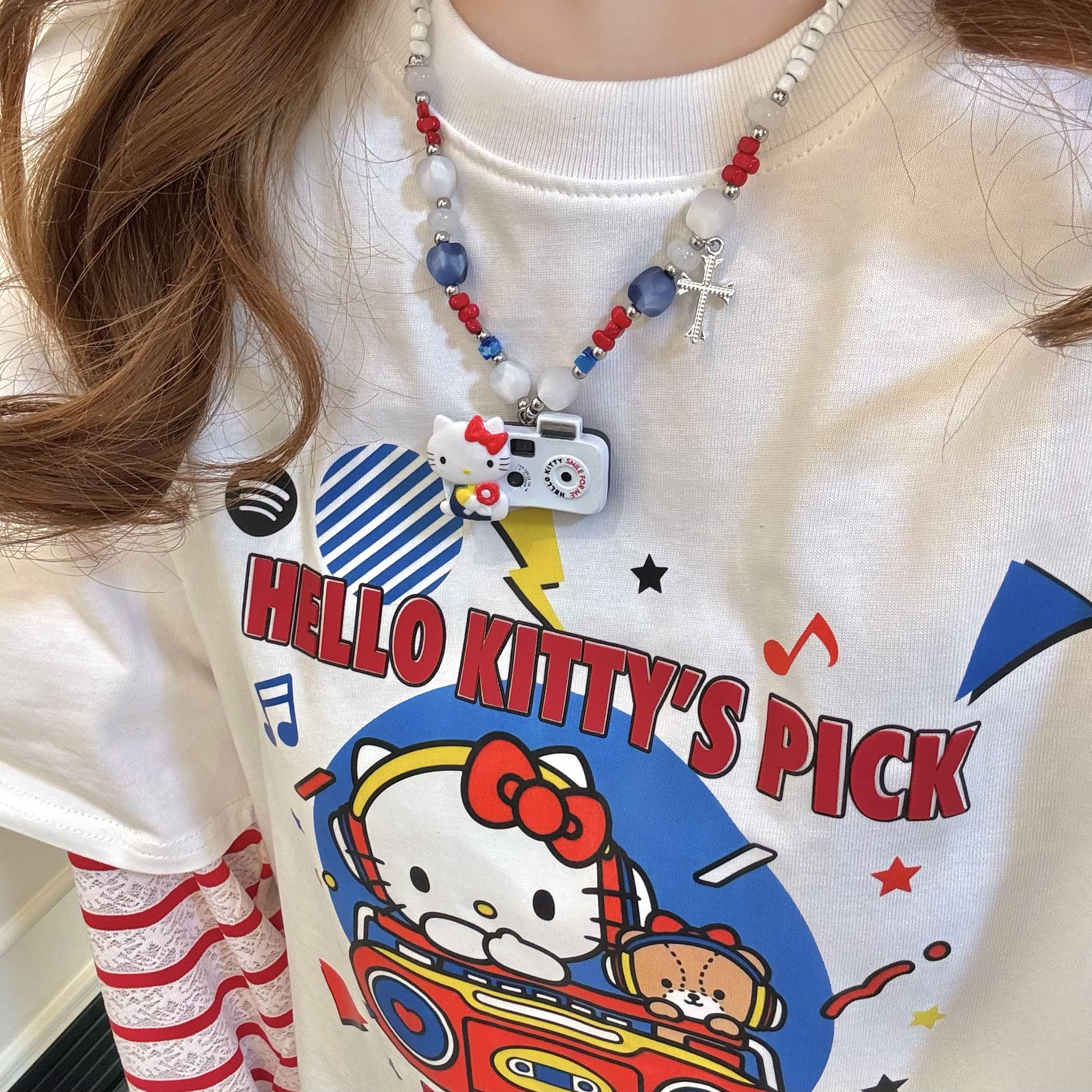 非金属仿珍珠项链 B002韩版定制KT照相机项链