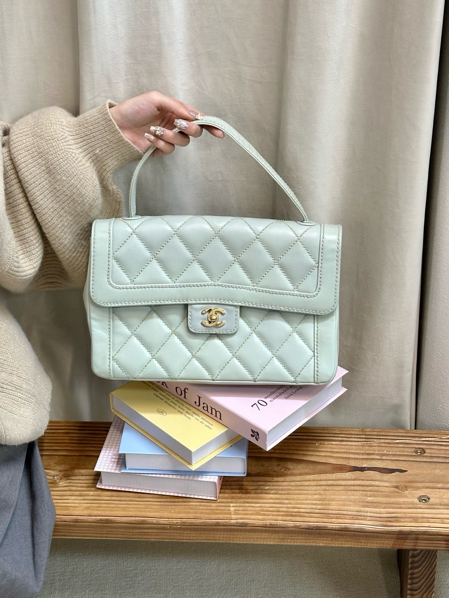 95新 Chanel/香奈儿 chanel菱格纹手提包 