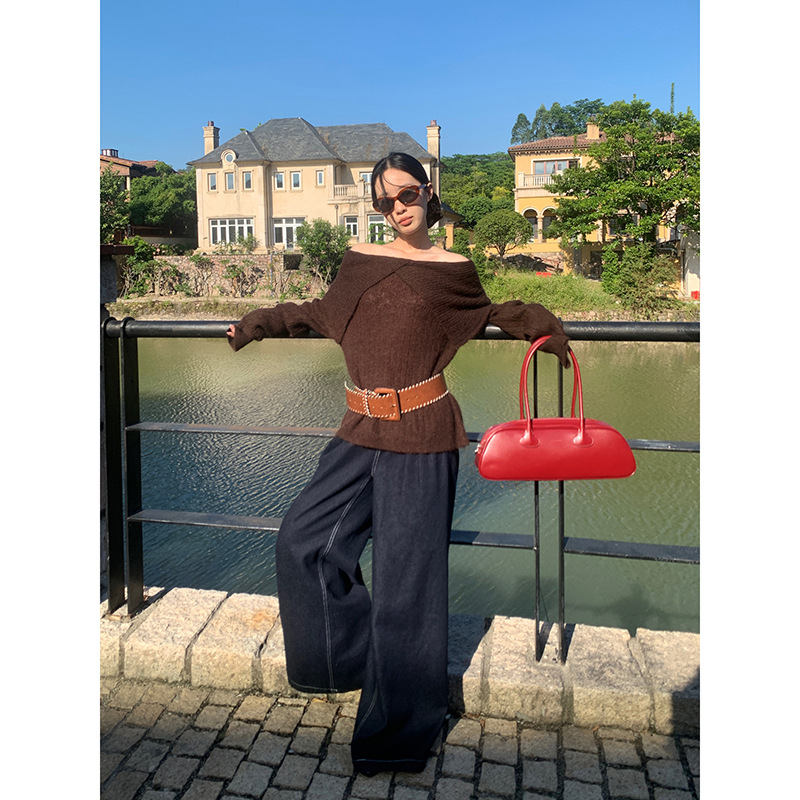 十三行秋冬韩版宽松复古百搭直筒高腰牛仔裤女F2538