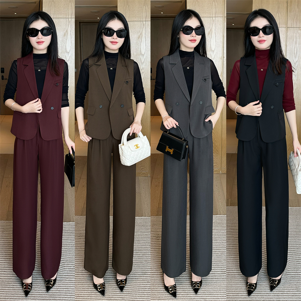 【婉星儿品牌】短袖春秋显瘦气质洋气时尚休闲秋季套装无袖减龄宽松