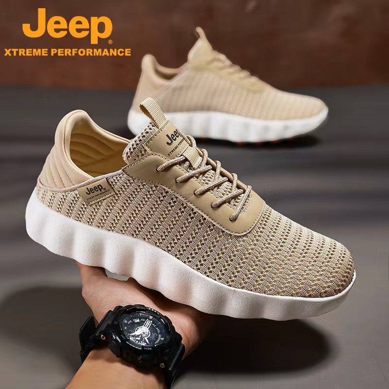 JEEP/吉普男鞋2026夏季透气休闲鞋镂空柔软减震轻便一脚蹬网面鞋