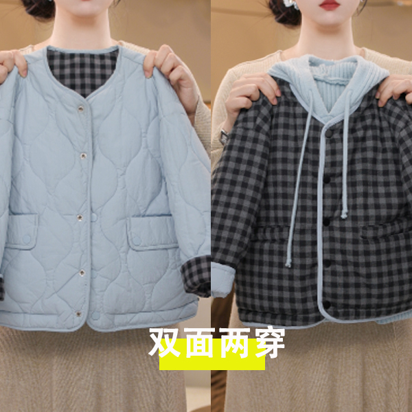 【米拉5】女童蓝色棉衣夹棉加厚毛毛衣2025秋冬季中大童棉服