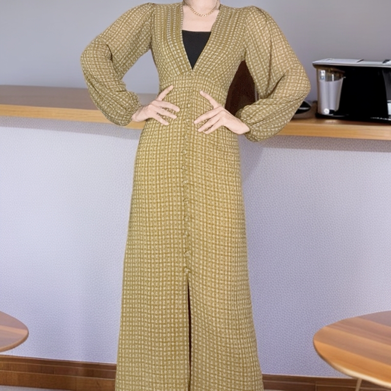 【Fiona原创】新款（061）法式长袖收腰修身连衣秋度假风高级连衣裙