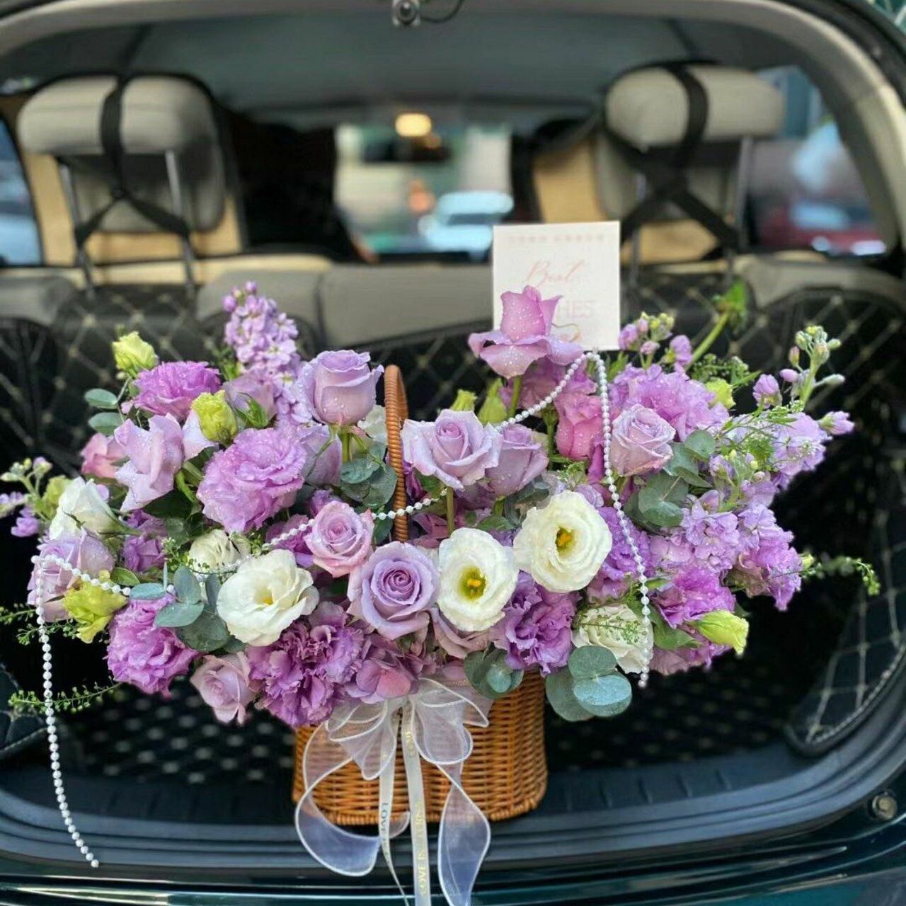 【爱的礼物】紫玫瑰桔梗混搭手提花篮一束送朋友爱人亲人闺蜜女友男友鲜花生日礼物花店送花