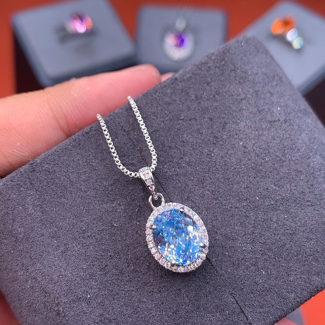 颈饰海蓝宝石银S925镶嵌