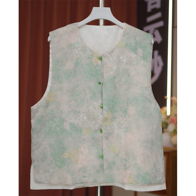 2759-新中式双面织锦女气质高级感马甲上衣