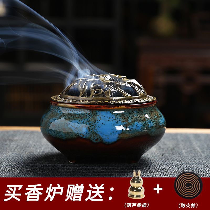 陶瓷香炉家用盘香沉香檀香蚊香熏香室内小香炉
