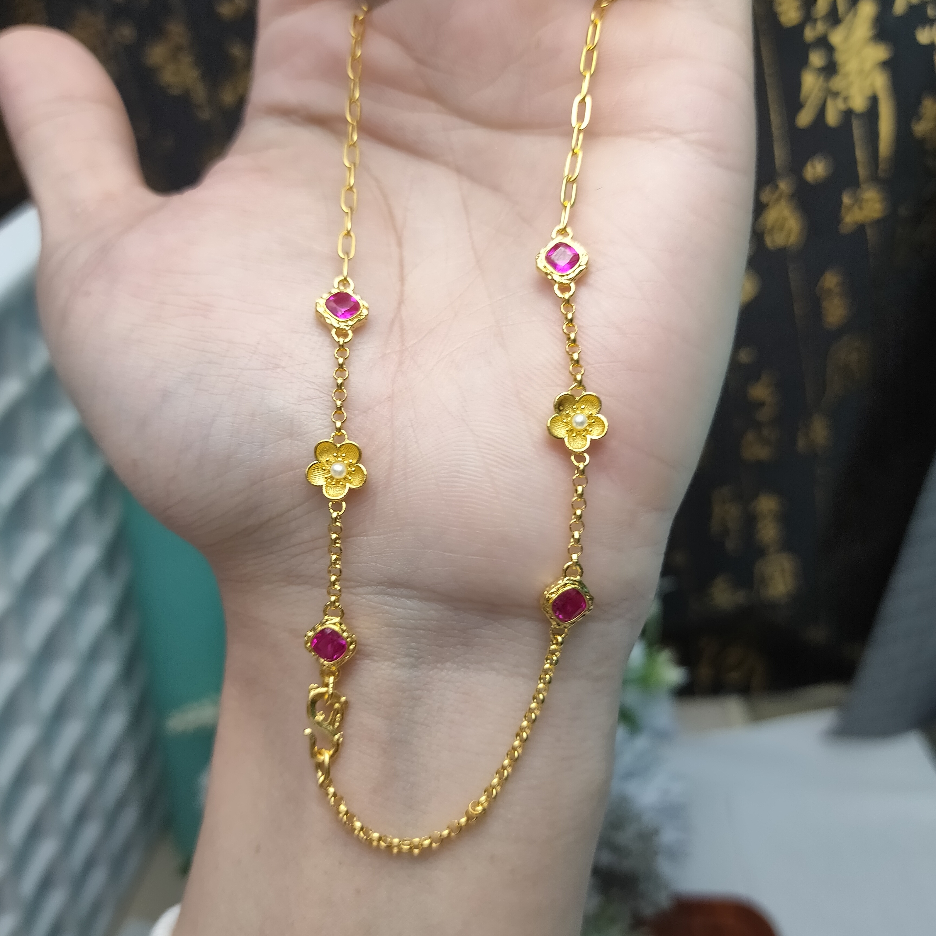 足金999镶嵌万能链