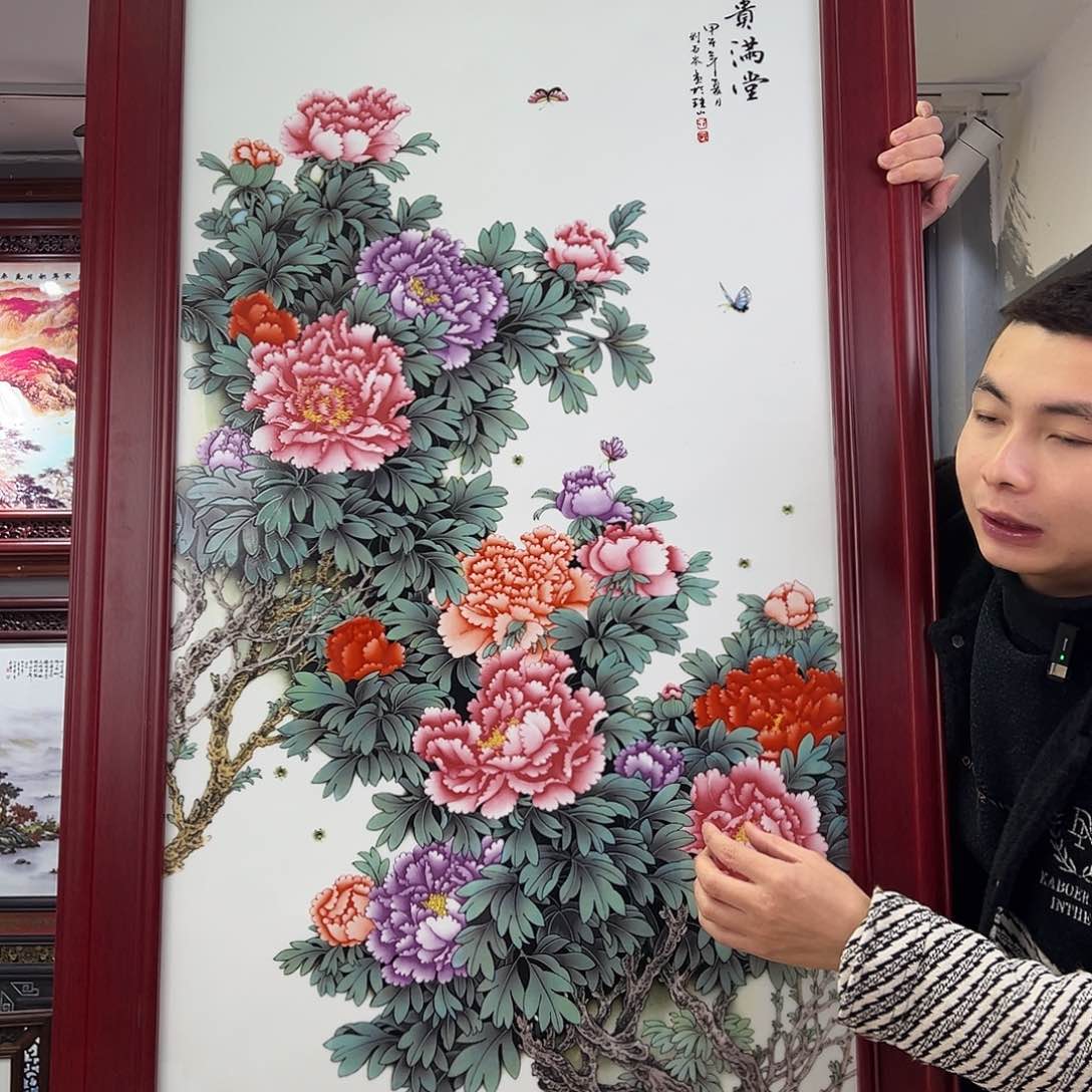 瓷片景德镇瓷板画花鸟