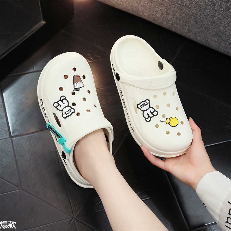 美人桥洞洞鞋女2024新款夏天外穿时尚踩屎感包头拖鞋运动沙滩凉鞋