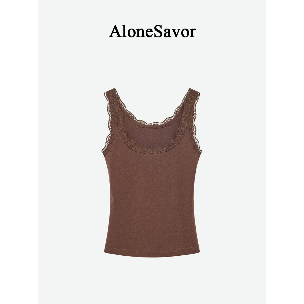 【ALONE SAVOR】龍喜儿絮语 法式蕾丝花边吊带上衣J536
