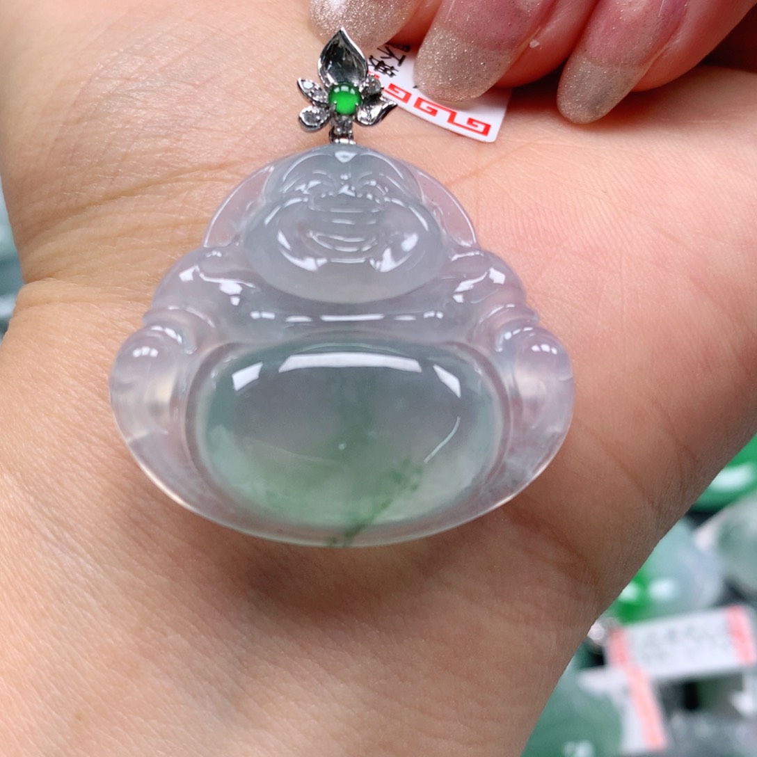 翡翠颈饰18K金镶嵌天然翡翠