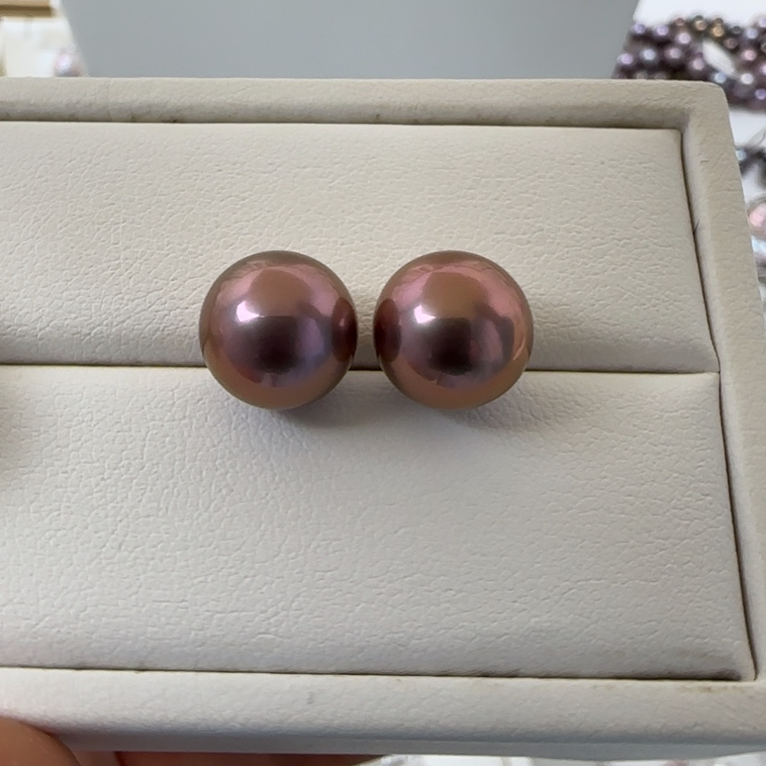 淡水珍珠银S925镶嵌耳饰