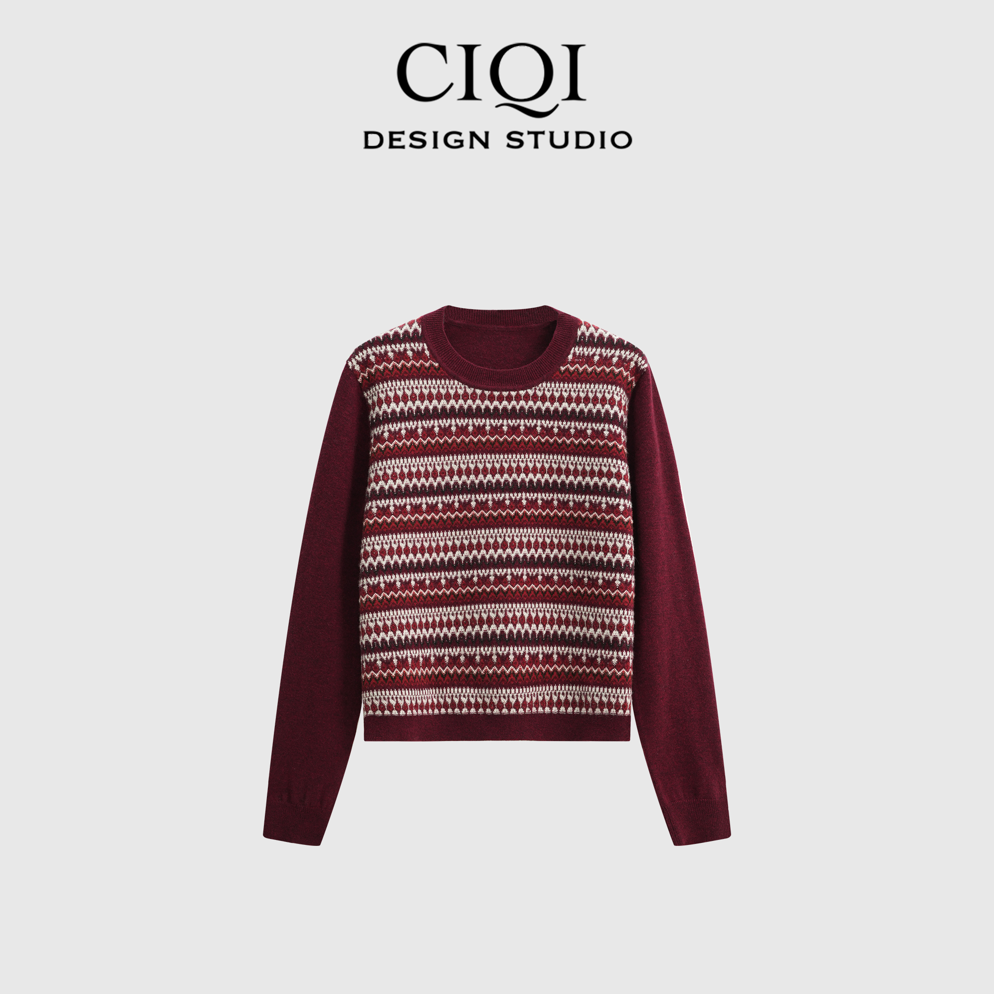 CIQI STUDIO【LP圣诞系列】秋冬节日氛围感100%羊毛费尔岛套头针织