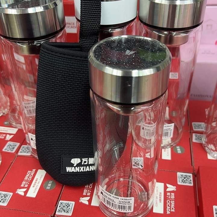 水晶玻璃茶隔款星空盖单层玻璃杯420。451 杯套