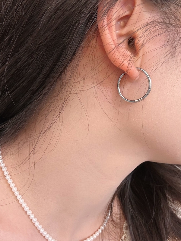 铜合金耳饰 【么么专属】极简风正圆小圈圈耳扣 简约素圈耳环冷淡风