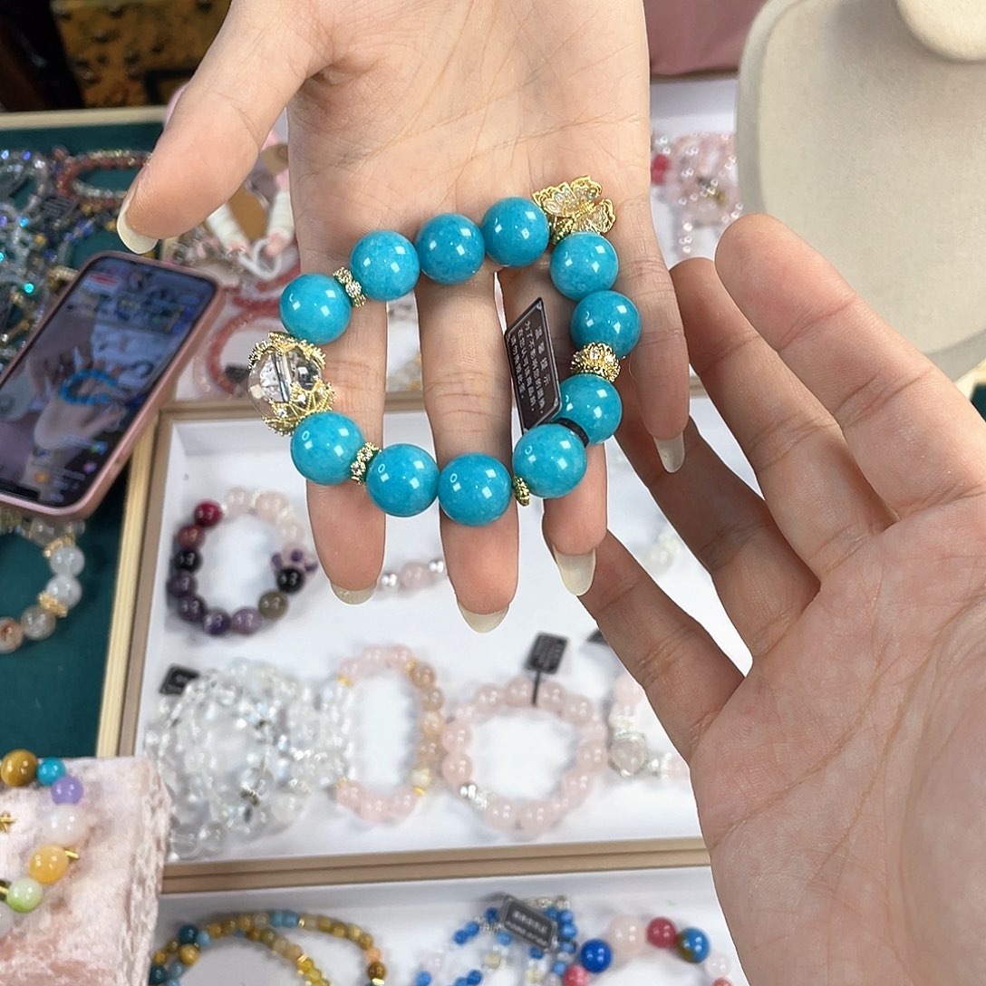 水晶手链银S925镀金镶嵌