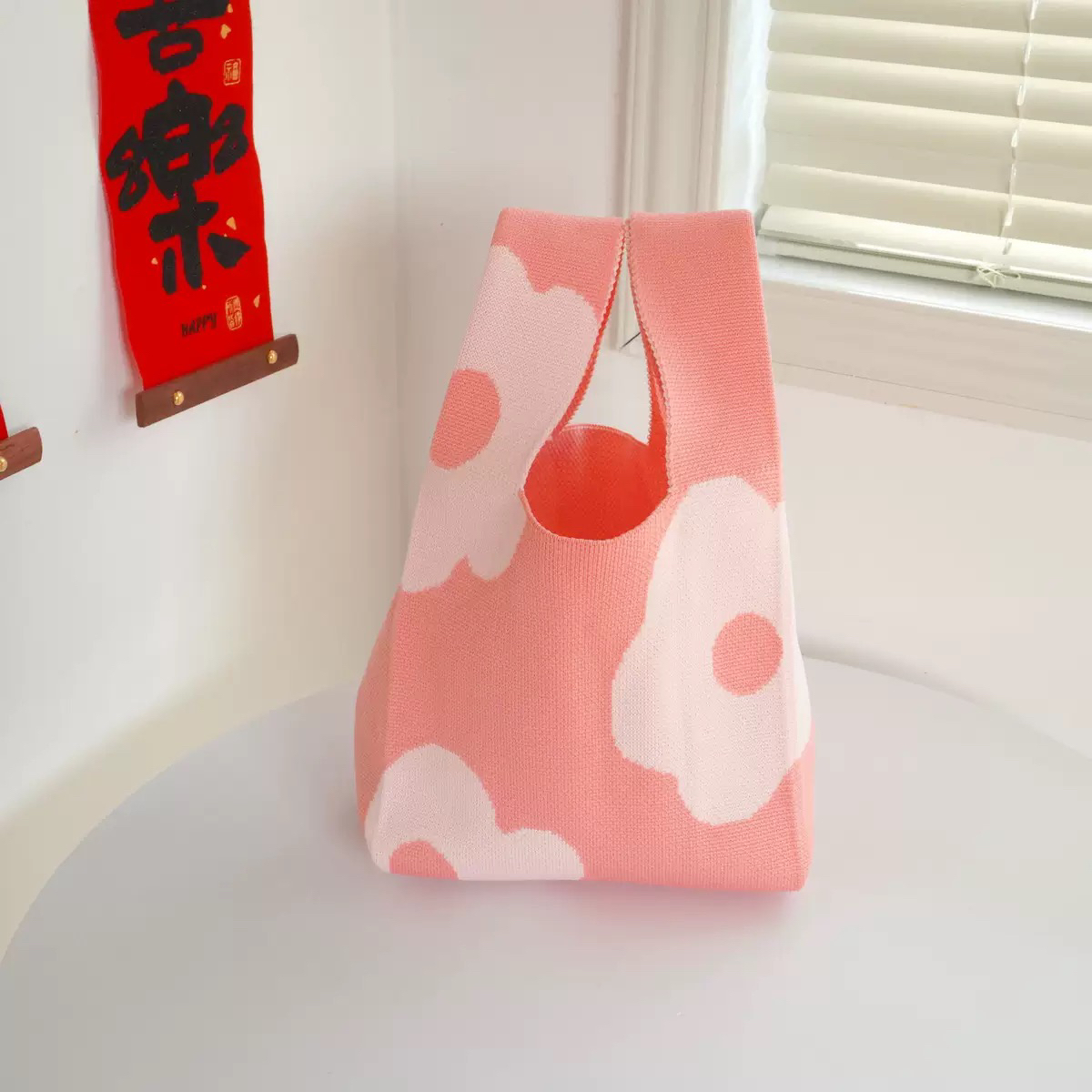 都市简约日式双根针织布包卡通简约简约风单肩手提包