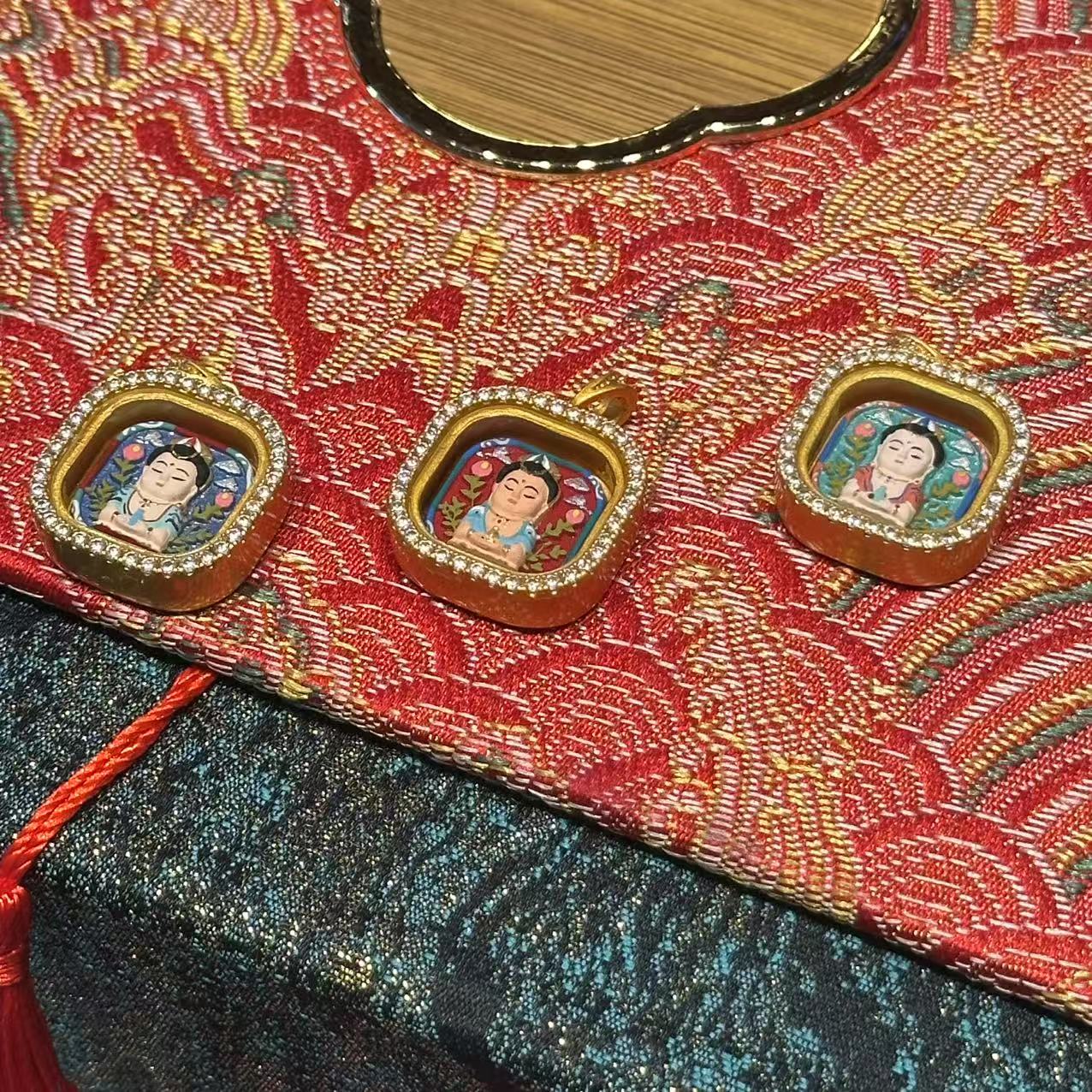 QY135唐卡观音擦擦方形镶嵌吊坠系列