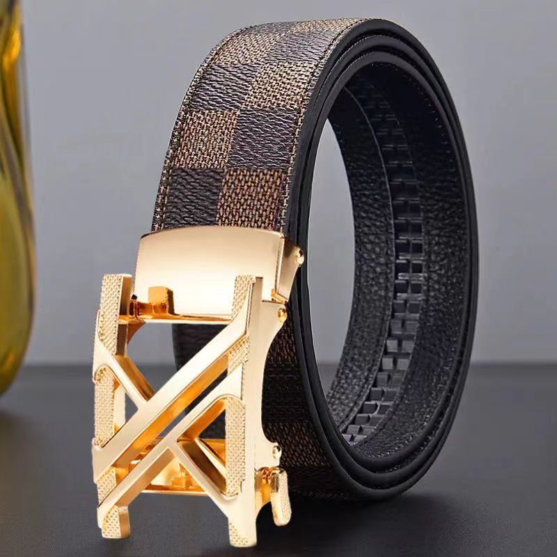 真牛皮皮带男士男款腰带自动扣中青年皮带休闲男士男款自动腰带