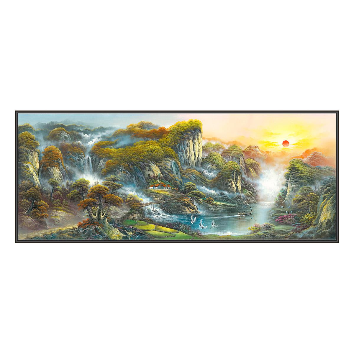 【聚宝盆】山水寓意：松鹤延年 聚宝盆  装饰画 油画 客厅 办公室