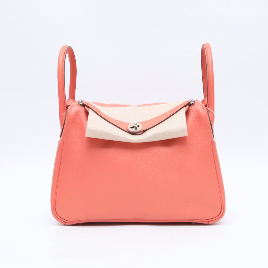 99新 Hermes/爱马仕 小花6花 Lindy 30 龙虾粉 EC皮 框Q包