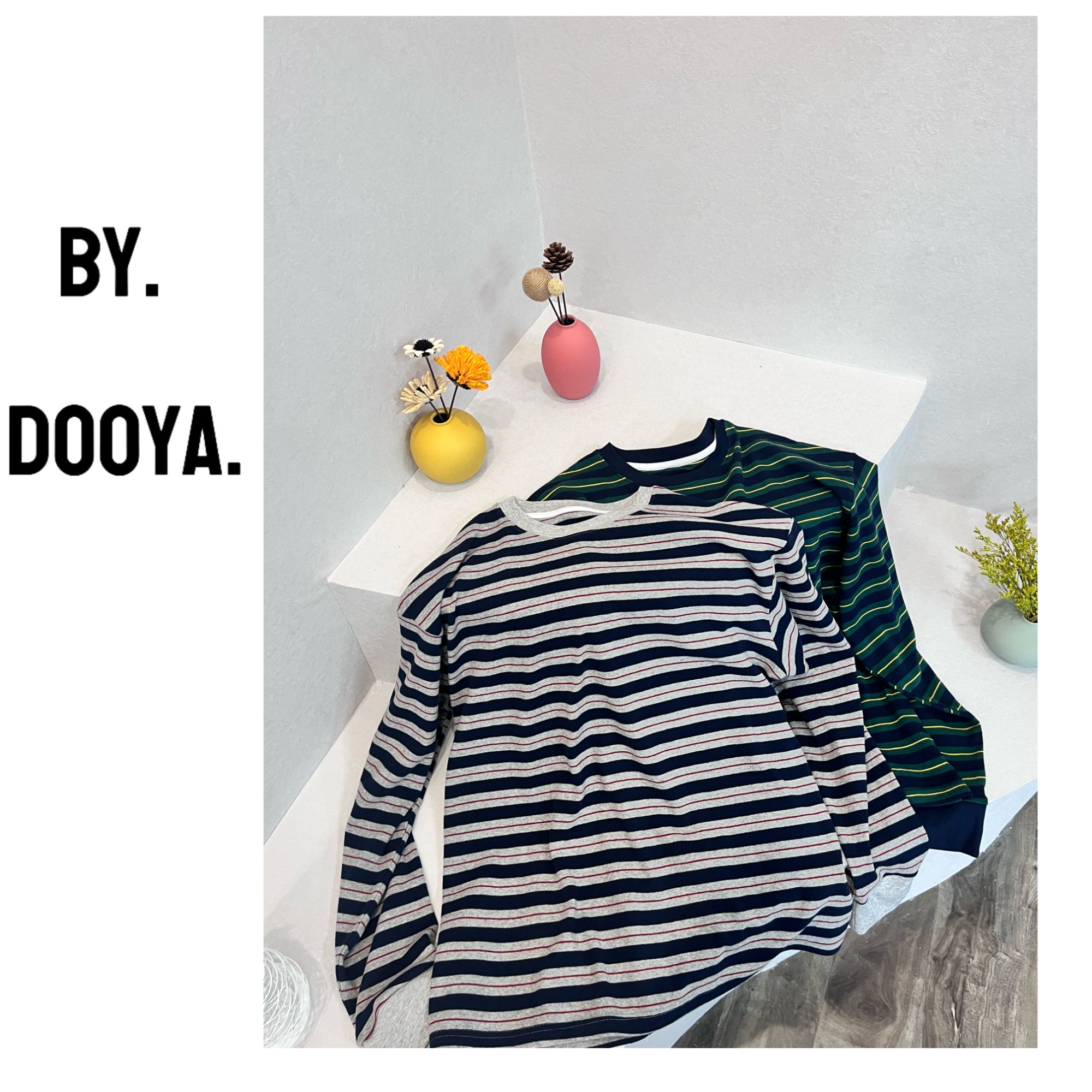 DOOYA 1101026 条纹拼色长袖T恤