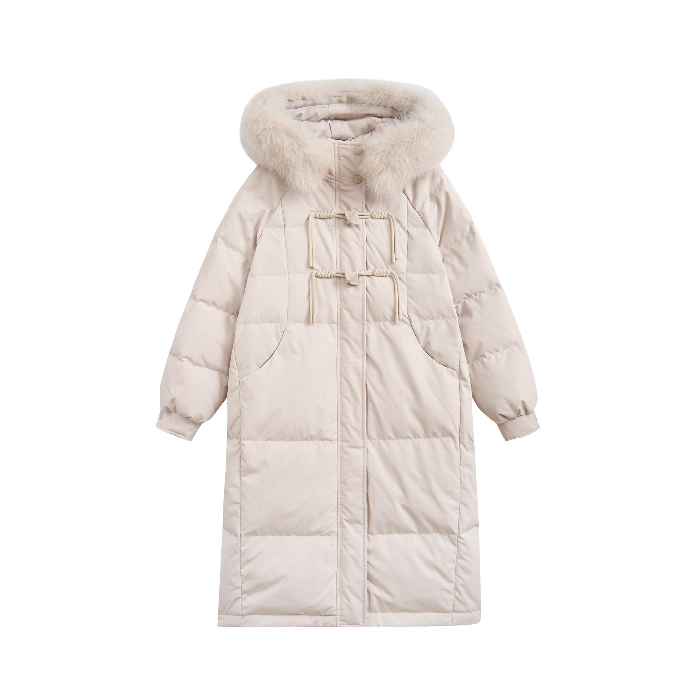 紫涵大毛领连帽过膝羽绒服冬季白鸭绒羽绒外套Z3Z11AS368