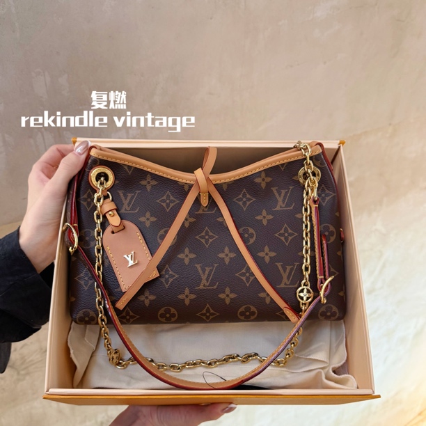 95新 LouisVuitton/路易威登 复燃精选/老花carry all bb 芯片款