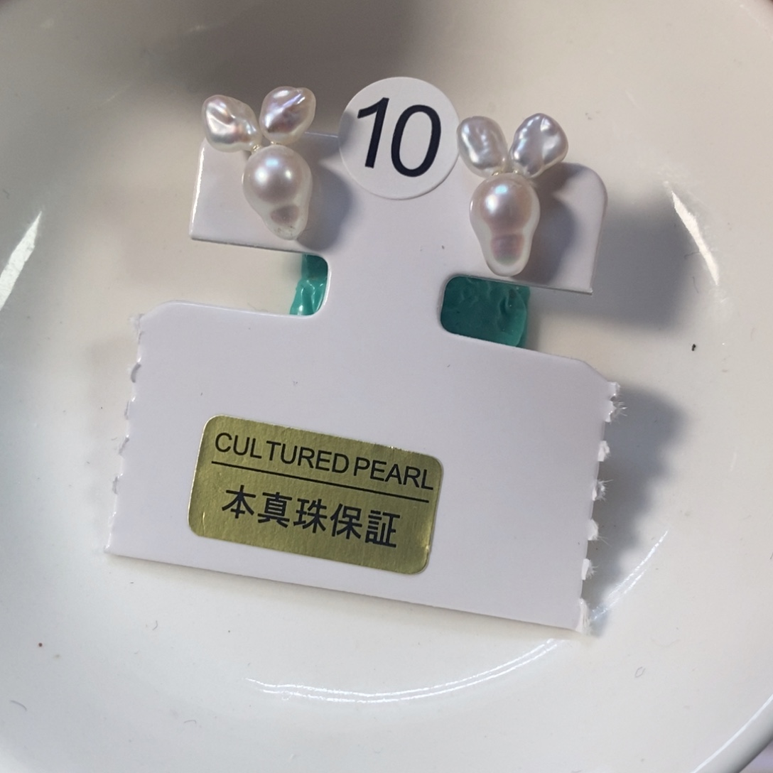 林***林耳钉淡水珍珠合金