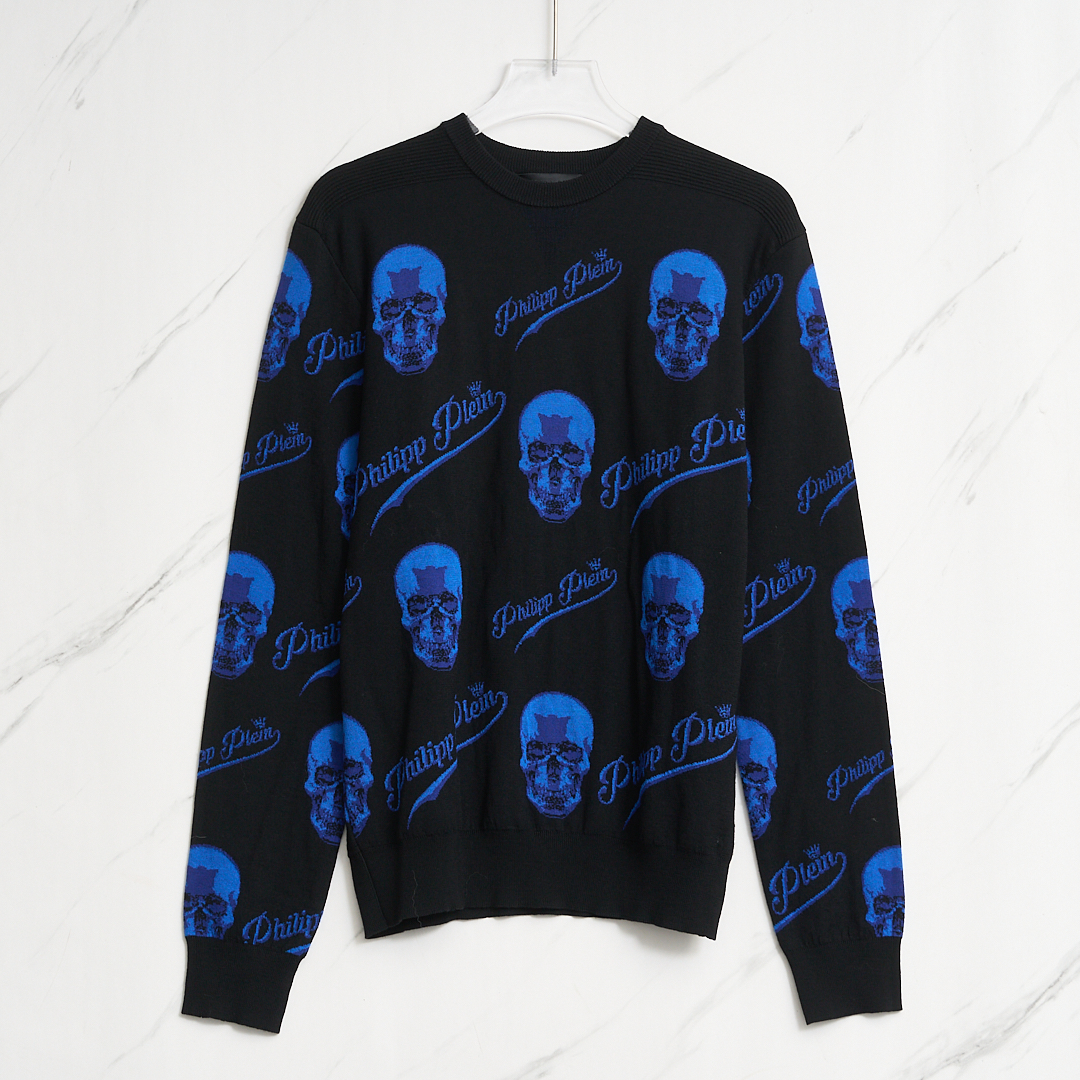 全新未使用 Philipp Plein 男士刺绣徽标针织衫/PPBU00368