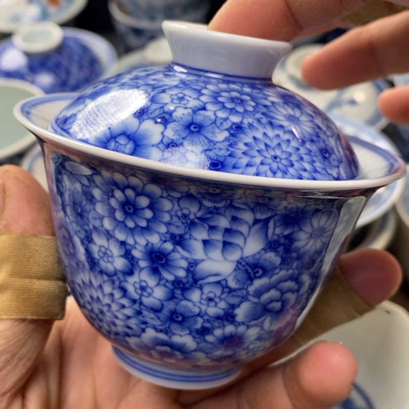 【闪购商品】景德镇青花瓷盖碗