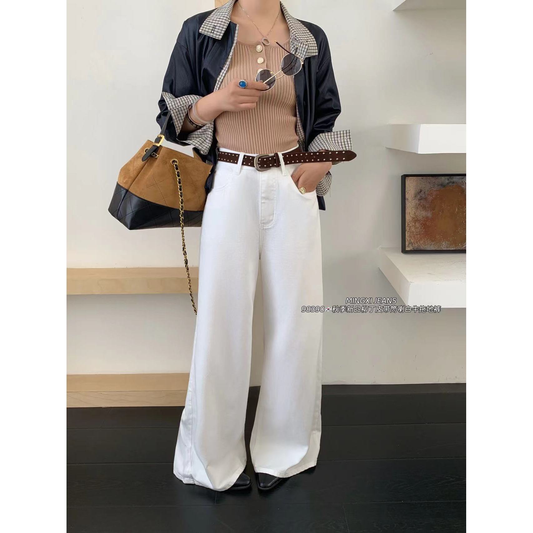 【NO退NO换】鑫燃Kiki 高腰简约百搭筒喇拖地牛仔裤 98390 MX 【F】