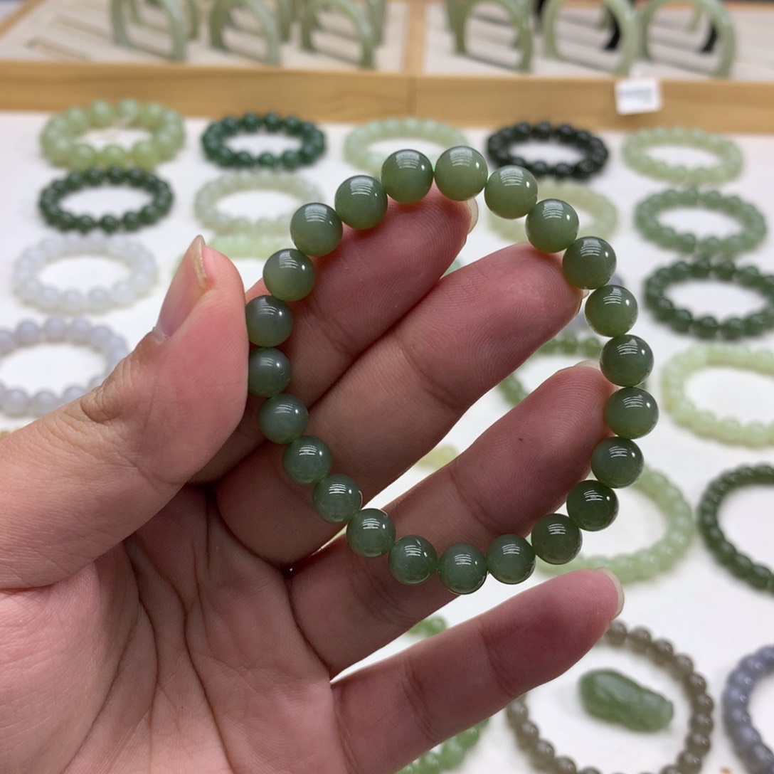 和田玉手串（碧玉7.8）未镶嵌