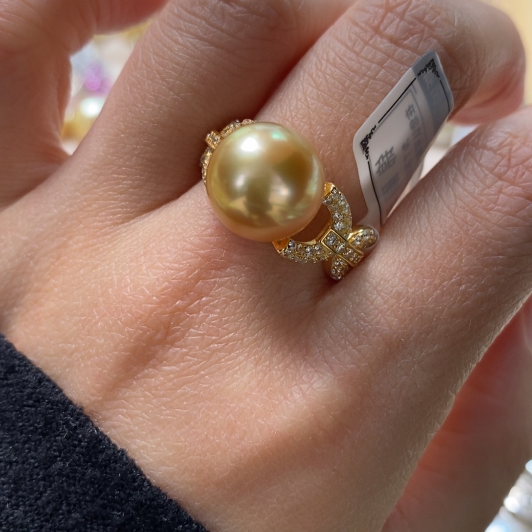 海水珍珠戒圈银S925镶嵌