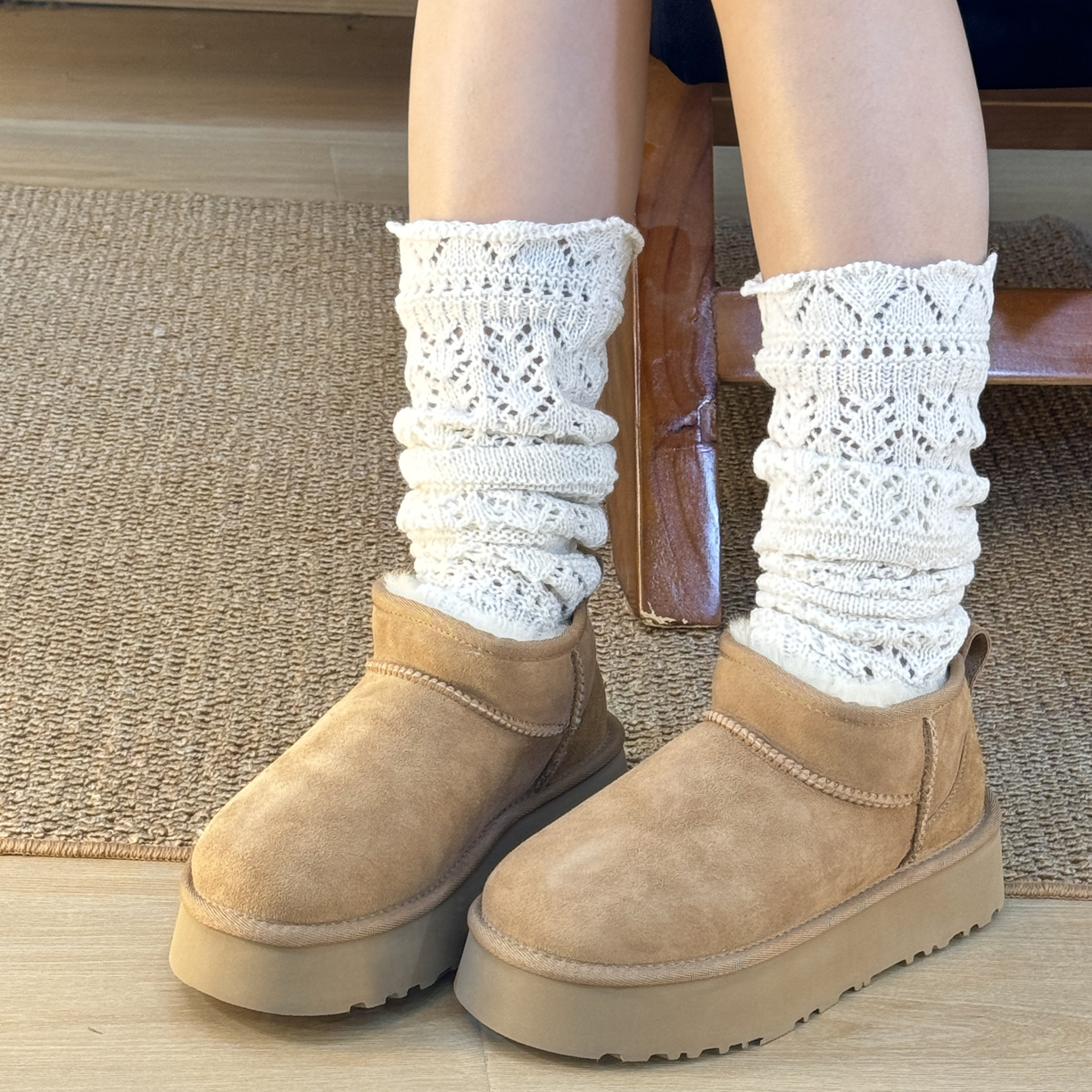 【无标三周】桑坡村羊皮毛一体加绒加厚增高百搭松糕底保暖雪地靴