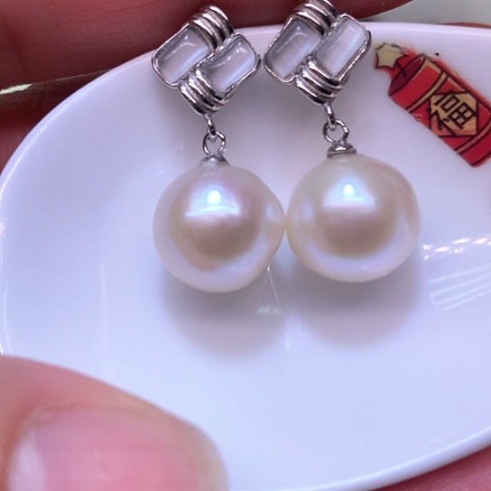 淡水珍珠耳饰银S925镶嵌