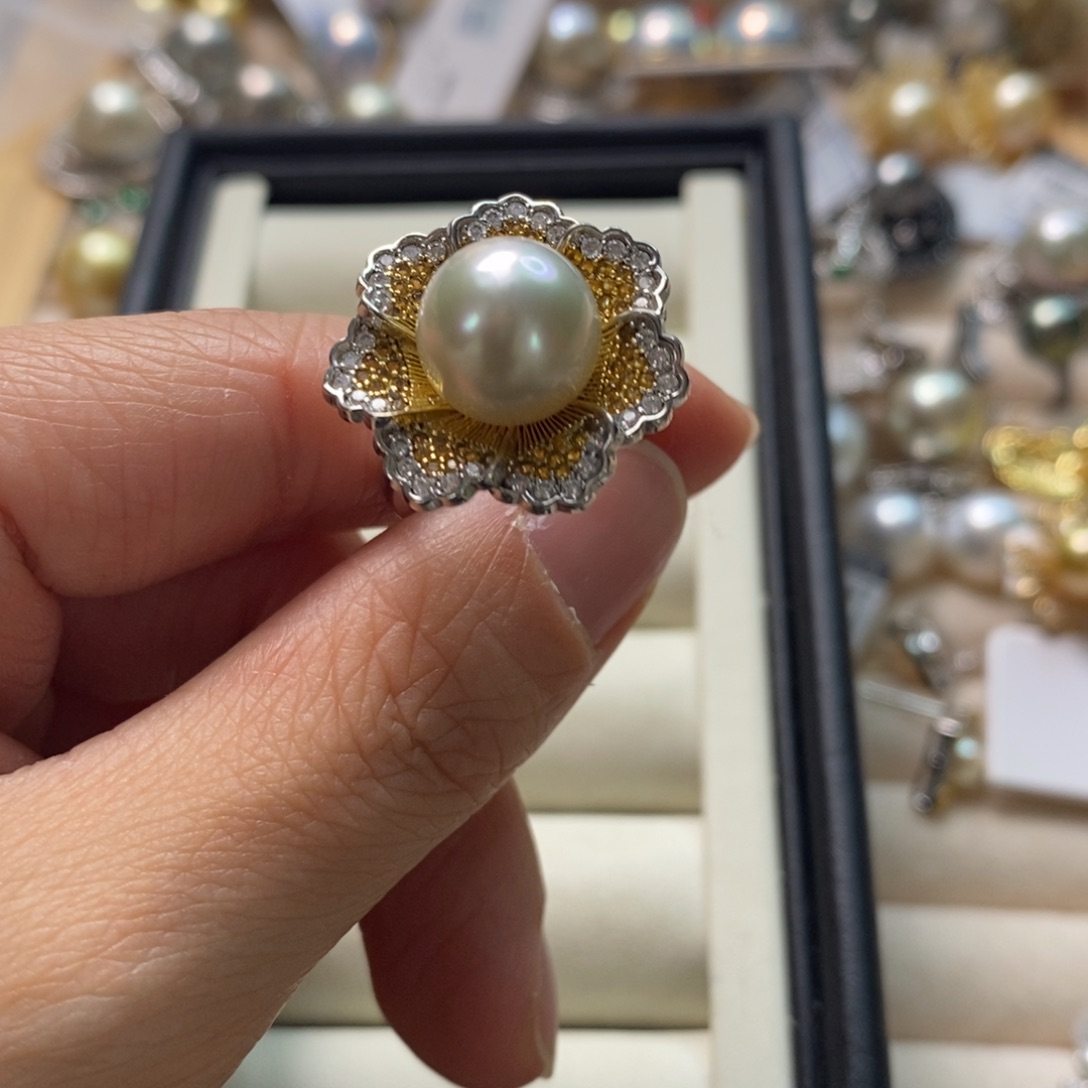 海水珍珠戒指银S925镶嵌
