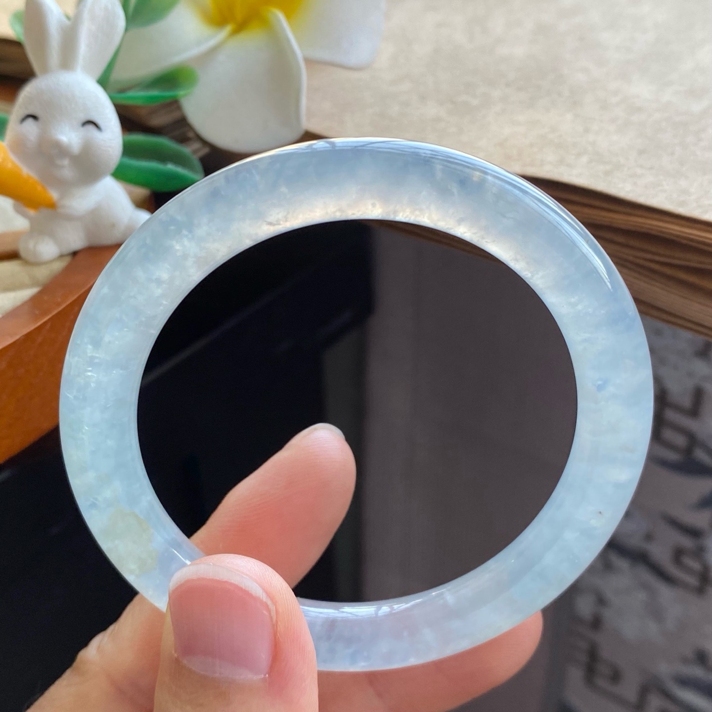 天然翡翠手镯01.14批冰透果冻圆条13151号53.2-7.7-8.5 很纯净的