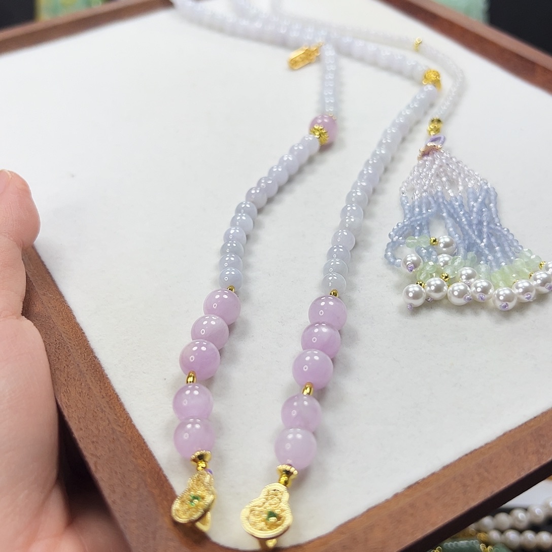 紫***藤翡翠未镶嵌颈饰项链