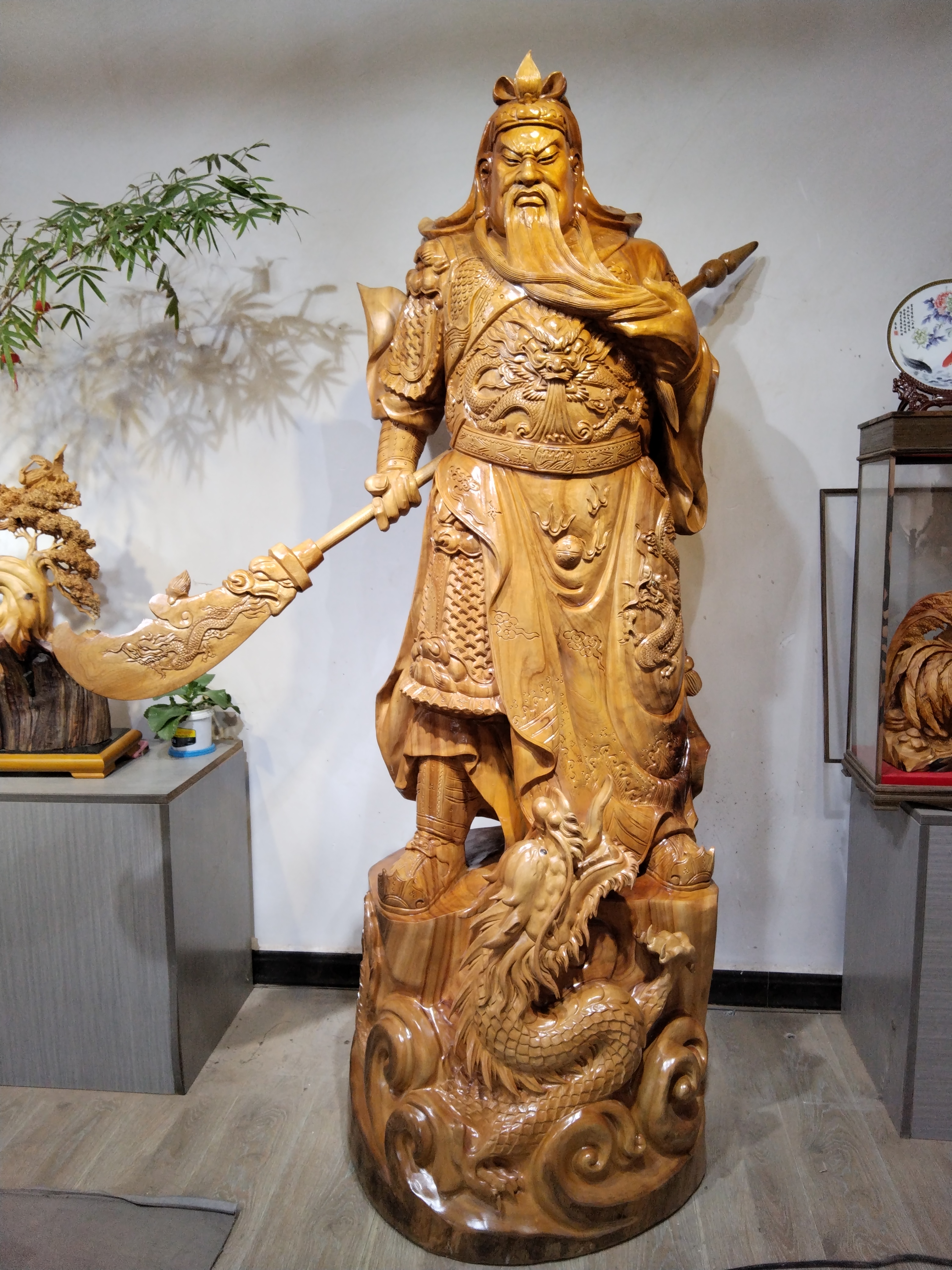 香樟木关二爷尺寸75+65+210