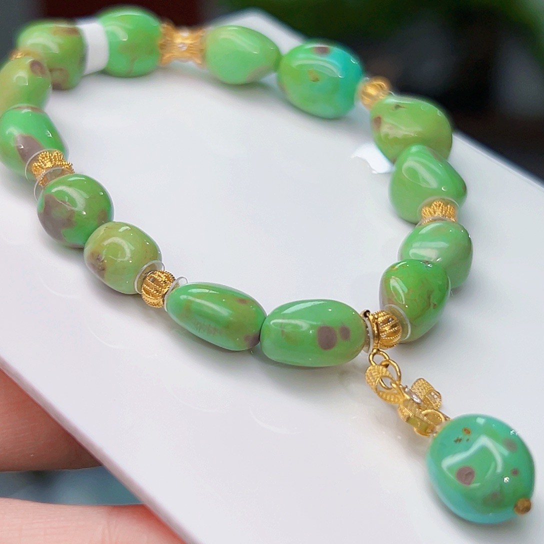 绿松石珠宝奇石18K金镶嵌