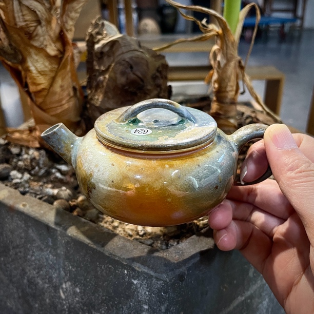 624号全手工中白泥柴烧茶壶家用复古陶瓷壶120-140ML