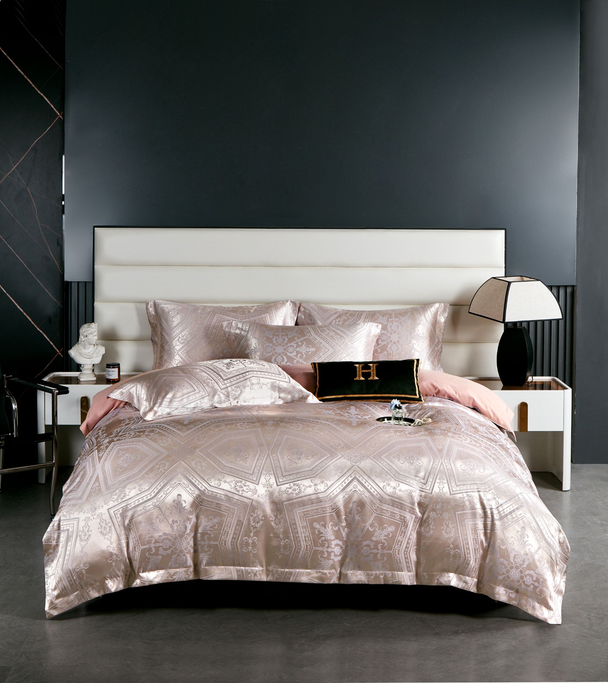 欧婷贡缎提花四件套裸睡透气亲肤欧式高档简约