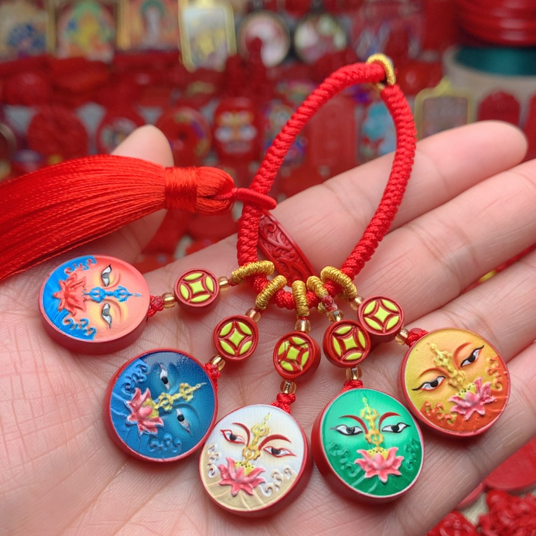 天然辰砂工艺品朱砂钥匙扣包包挂