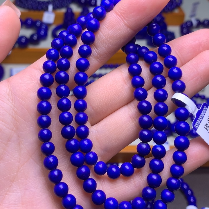 青金石手链未镶嵌6mm柔光3673