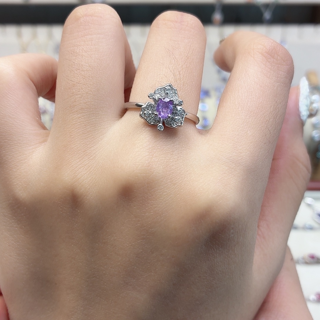 戒指银S925镶嵌蓝宝石