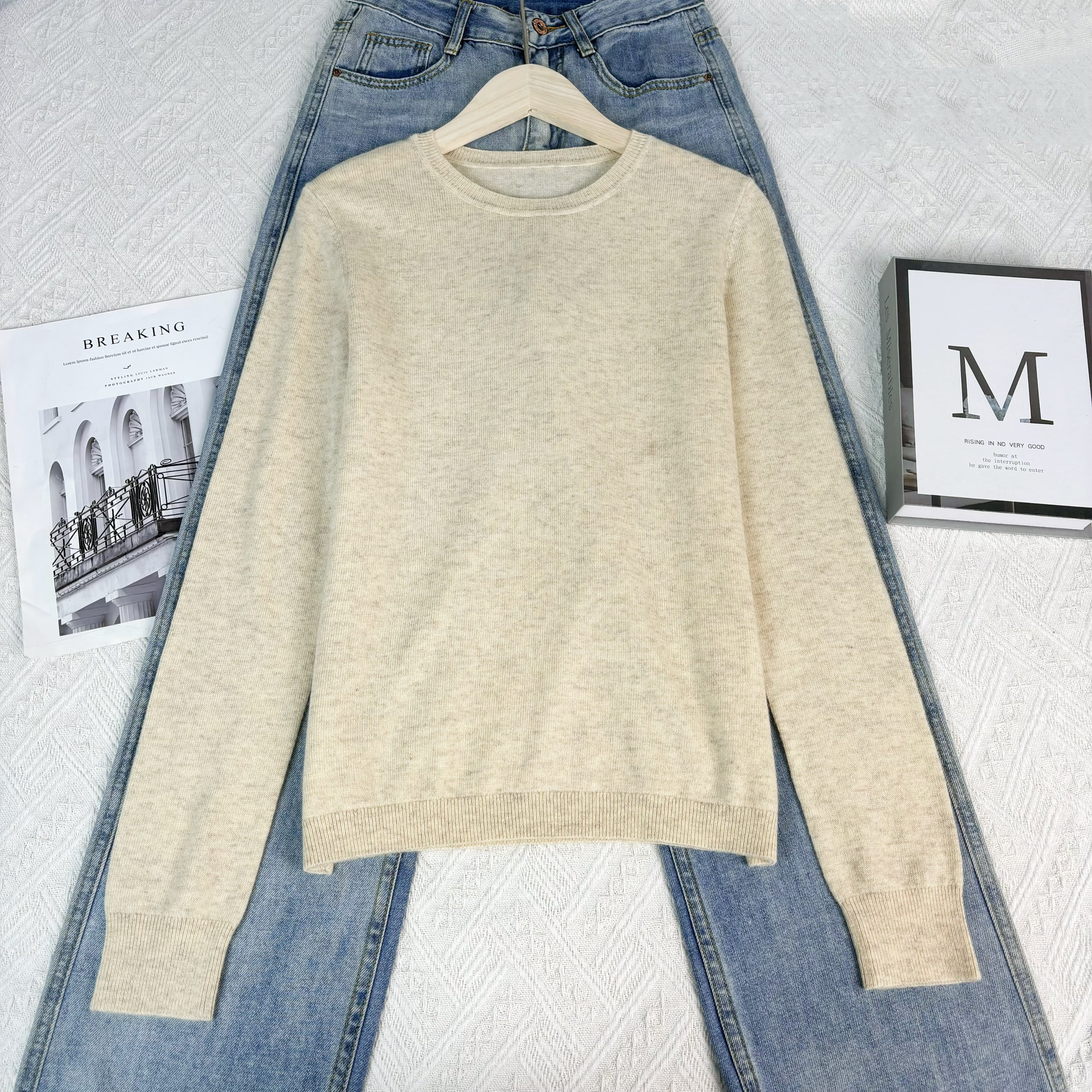 玲姐定制-圆领杂色软糯百搭基础款针织毛衣494317