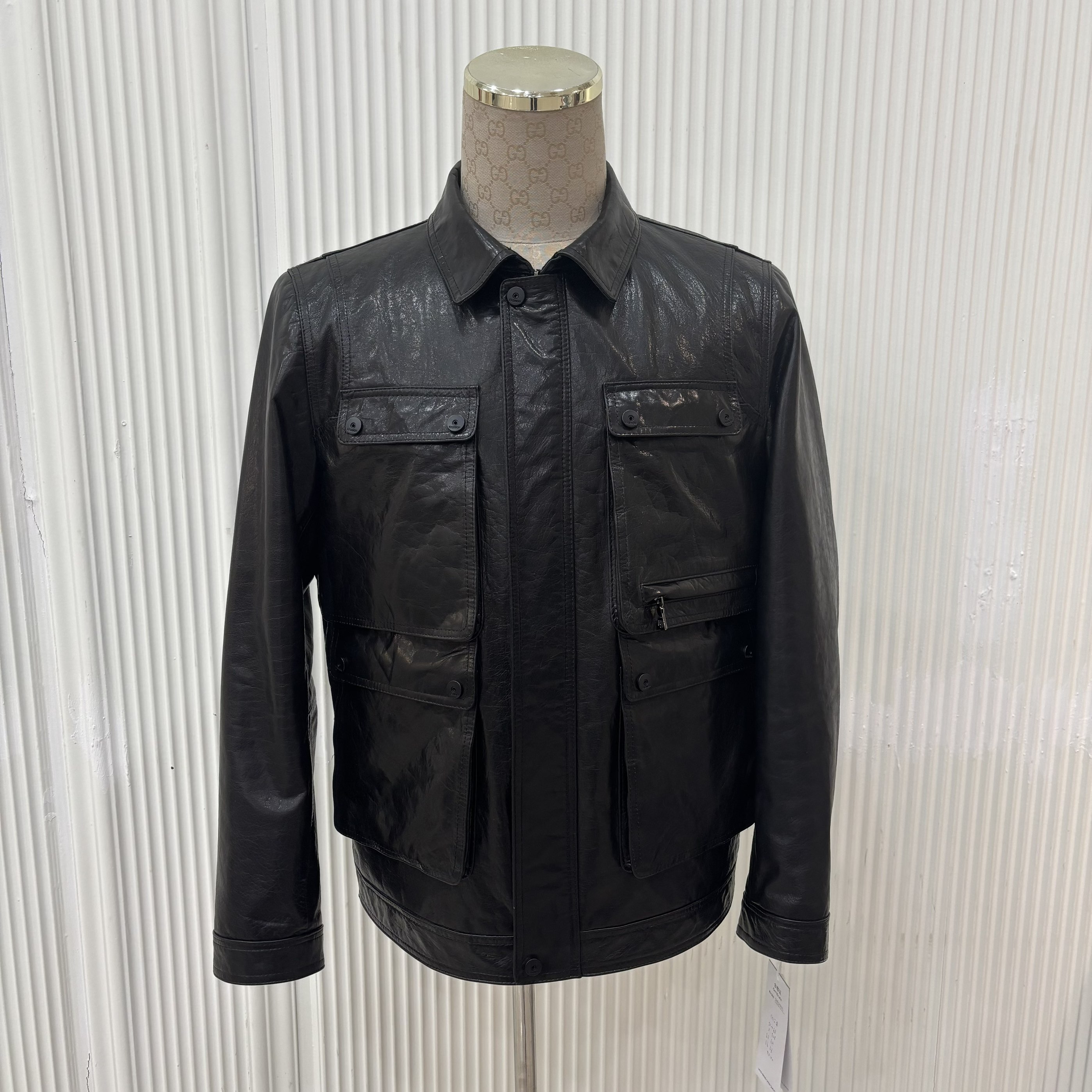 春秋季男士休闲百搭翻领皮衣头层牛皮油蜡真皮外套ZSCQ15012